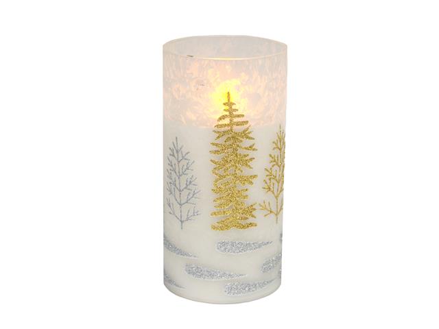 6" LED GLASS WAX CANDLE (CHRISTMAS TREE - GOLD)